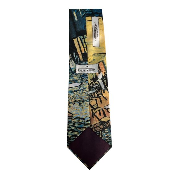 Ralph Marlin Van Gogh “A Sidewalk Cafe at Night” Tie 1993 Made in USA 3.75” - Picture 3 of 5